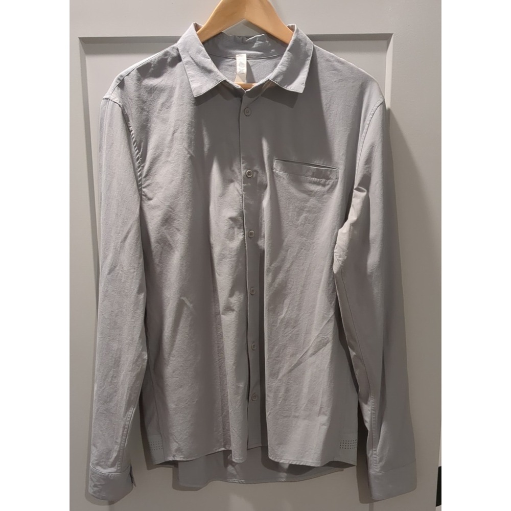 Lululemon Men's Gray Stretch Long Sleeve Button Down Shirt Size Large
